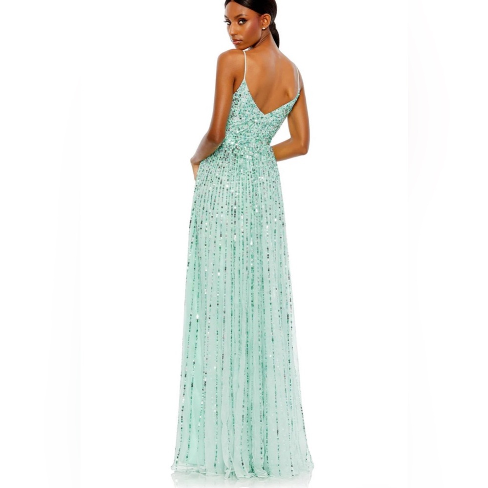 Sequined sleeveless wrap over A-line gown - Picture 2 of 3
